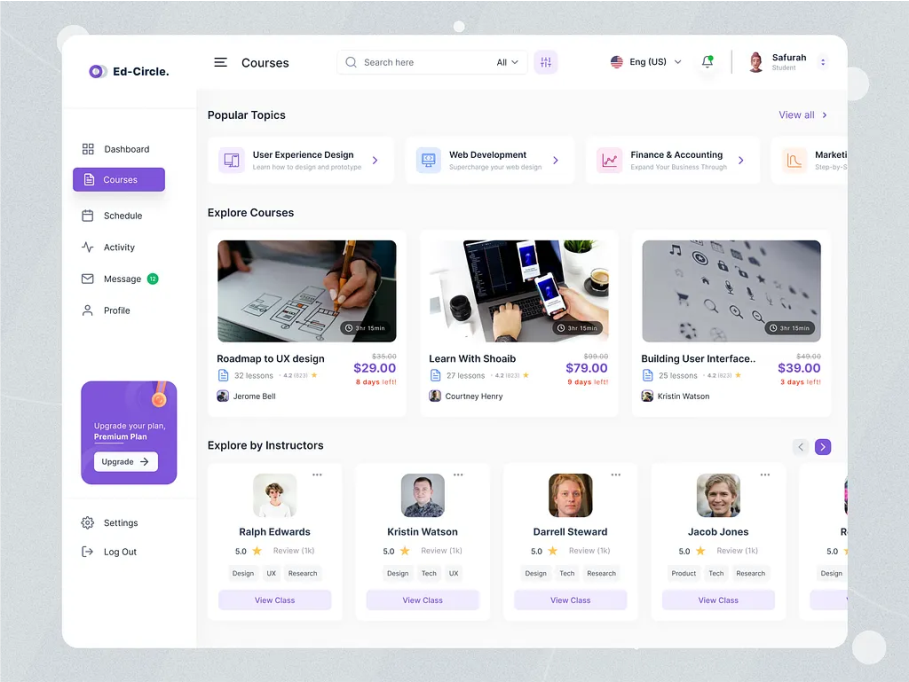 Nesh creatives Elearning Web dashboard
